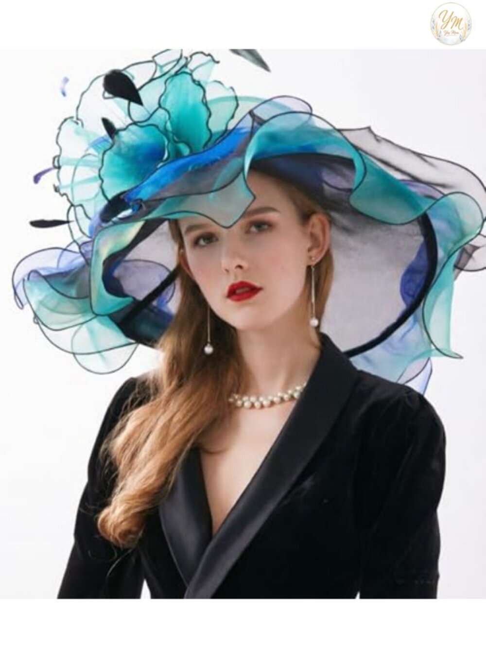 Organza Fascinator Hat with Detachable Flower for Wedding Church Derby - Picture 2 of 6